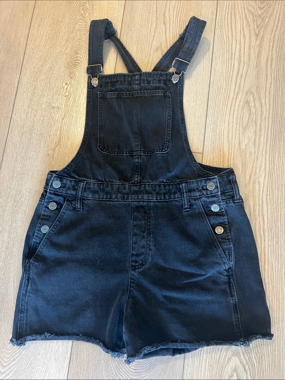 Madewell Black Denim Shortalls with Bib